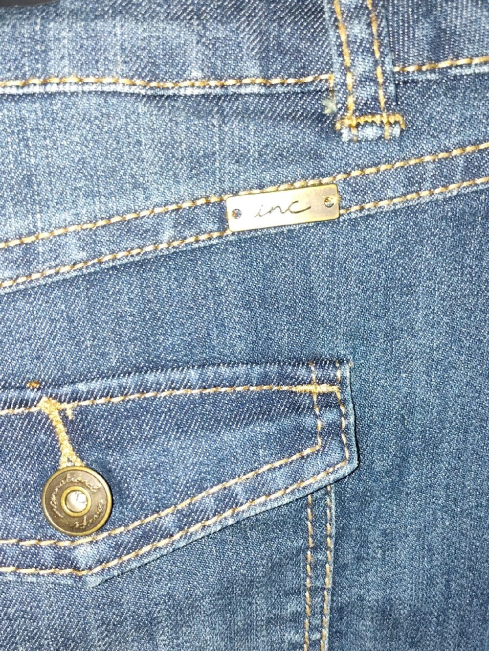 INC International Concepts Dark Blue Button-Front Denim Mini Skirt - Picture 7 of 10